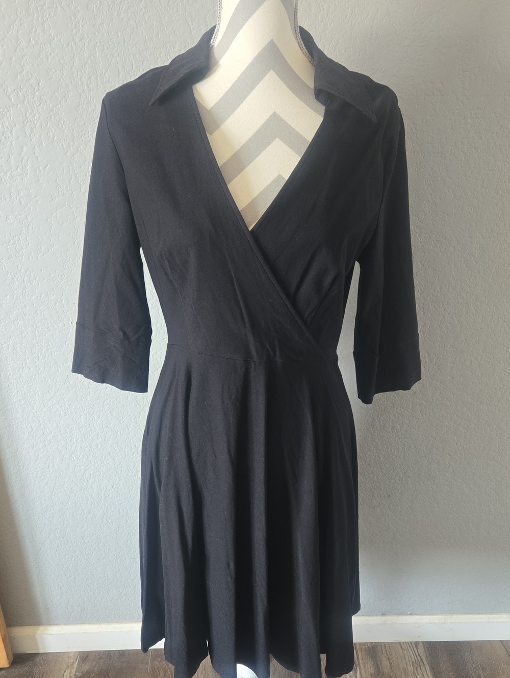Miusol Black Wrap Midi Dress